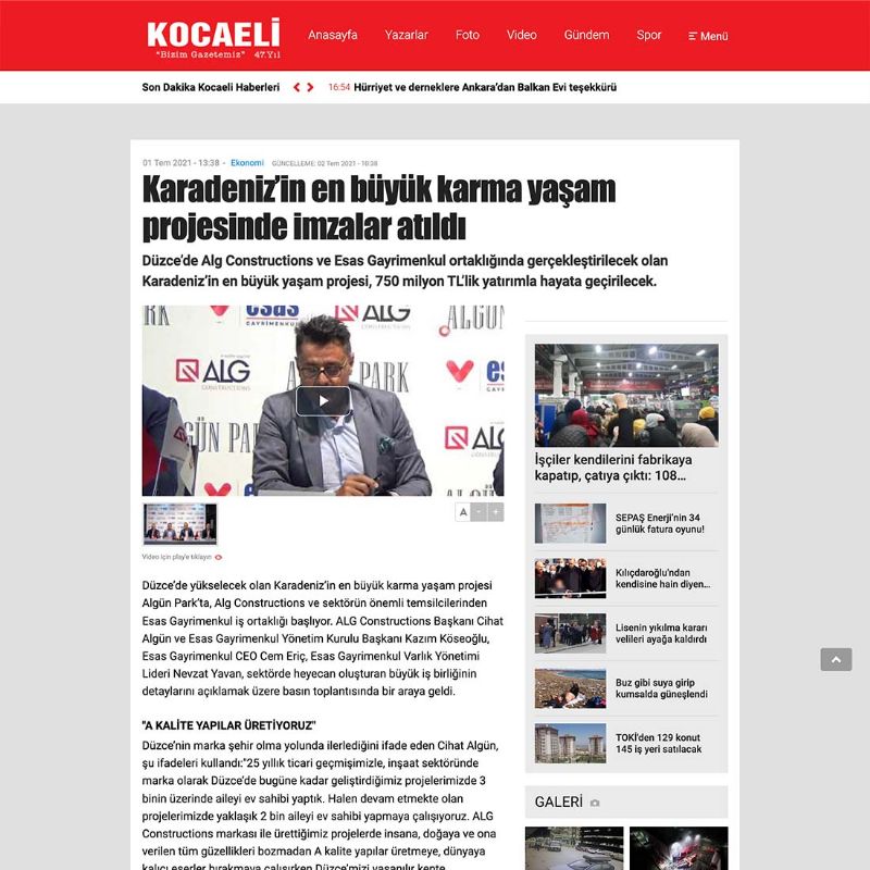 Karadeniz’in en büyük karma yaşam projesinde imzalar atıldı 