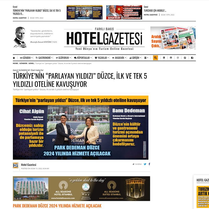 Türkiye’nin “parlayan yıldızı” Düzce, ilk ve tek 5 yıldızlı oteline kavuşuyor