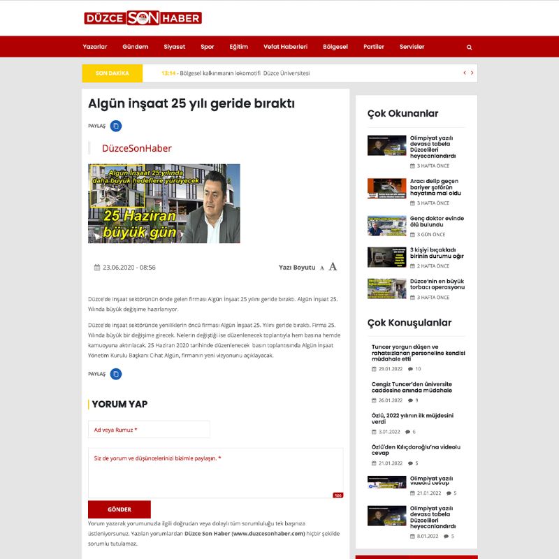 Algün inşaat 25 yılı geride bıraktı.