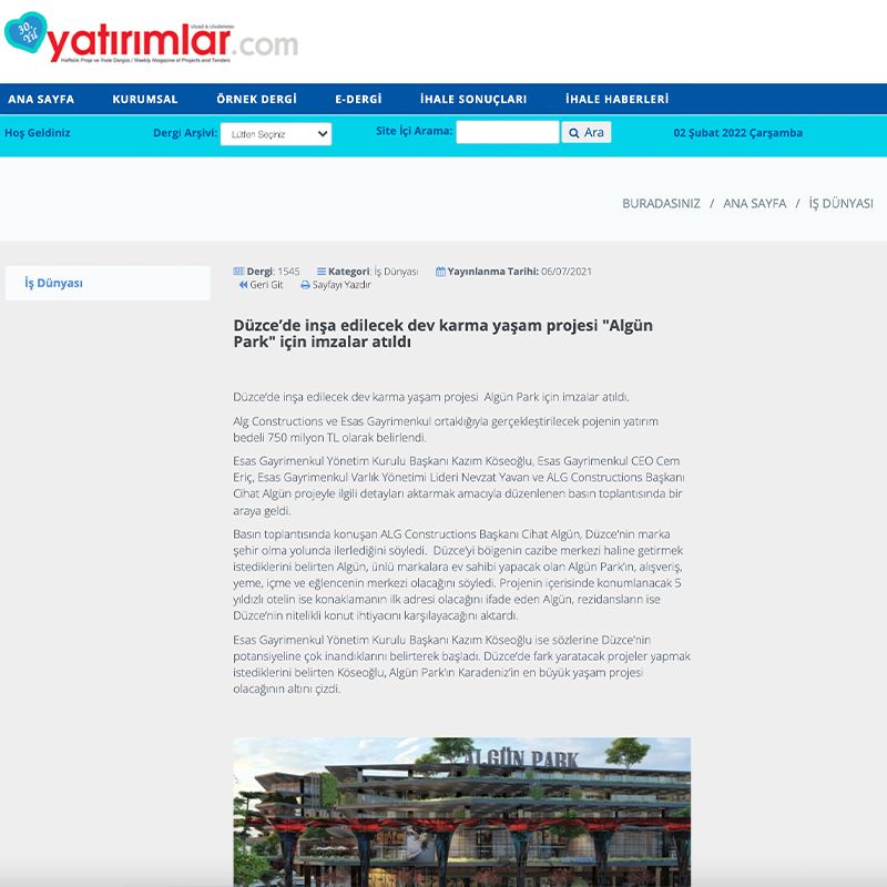  Düzce’de inşa edilecek dev karma yaşam projesi 