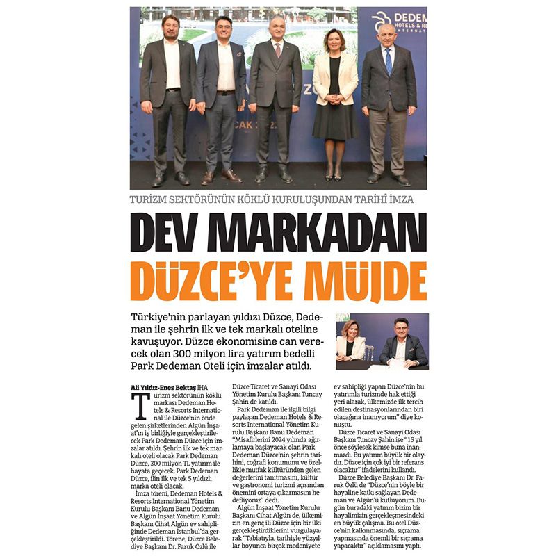 DEV MARKADAN DÜZCE'YE MÜJDE