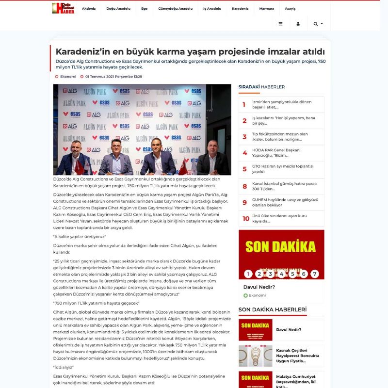  Karadeniz’in en büyük karma yaşam projesinde imzalar atıldı 