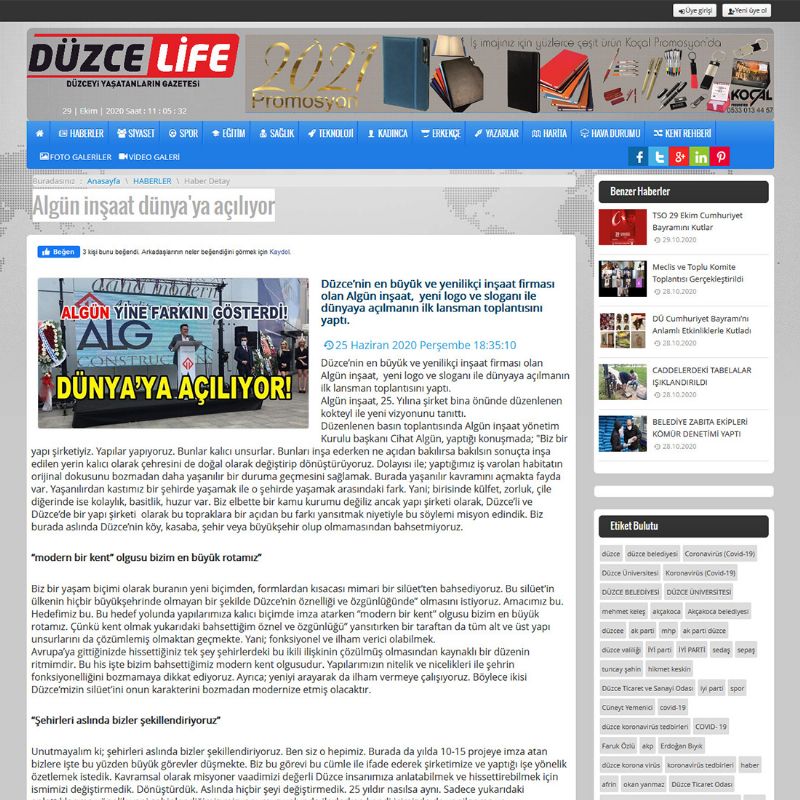 Algün inşaat dünya'ya açılıyor