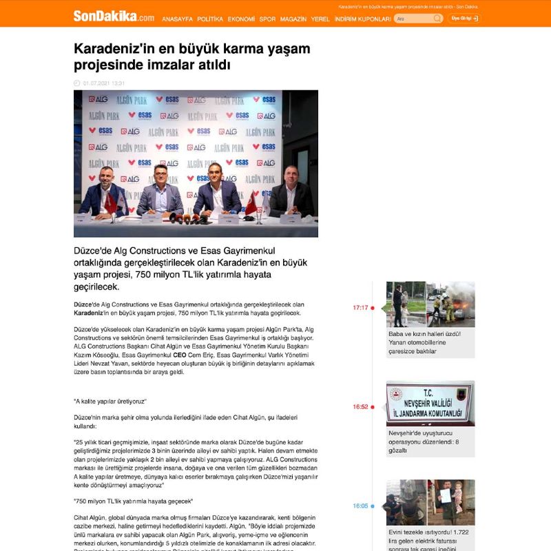 Karadeniz’in en büyük karma yaşam projesinde imzalar atıldı 