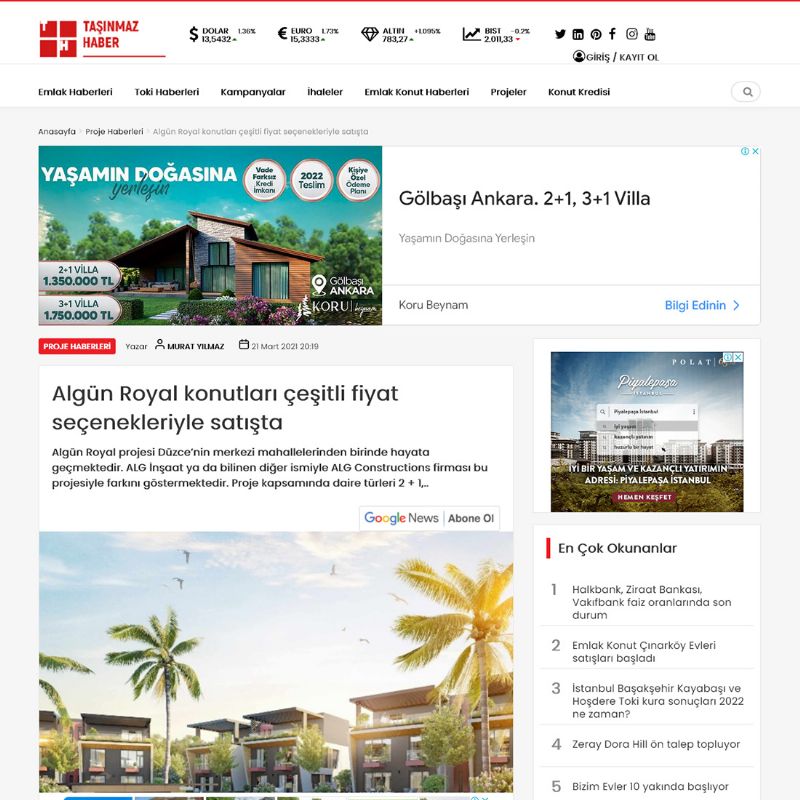  Algün Royal çeşitli fiyat seçenekleriyle satışta 
