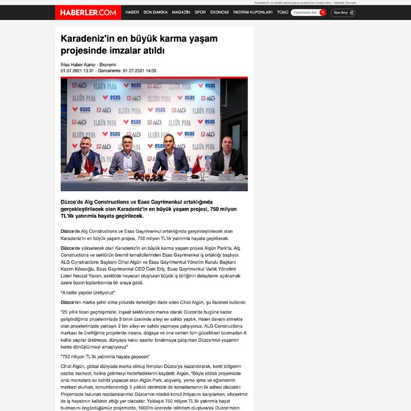Karadeniz’in en büyük karma yaşam projesinde imzalar atıldı 