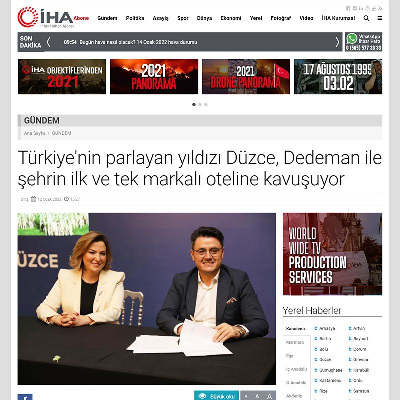 Türkiye'nin parlayan yıldızı Düzce, Dedeman ile şehrin ilk ve tek markalı oteline kavuşuyor