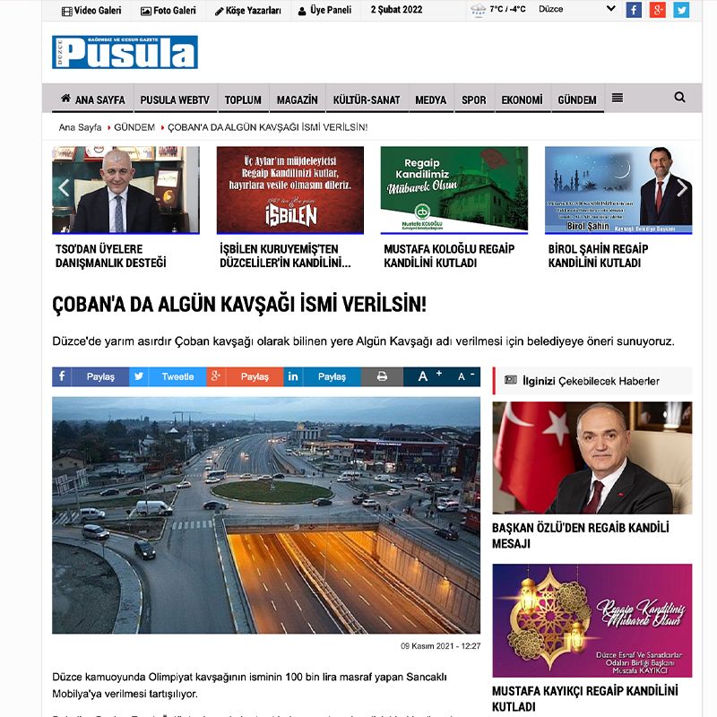 ÇOBAN'A DA ALGÜN KAVŞAĞI İSMİ VERİLSİN!