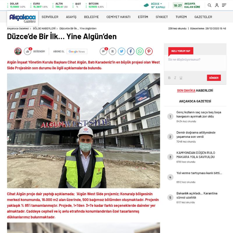 Düzce’de Bir İlk… Yine Algün’den