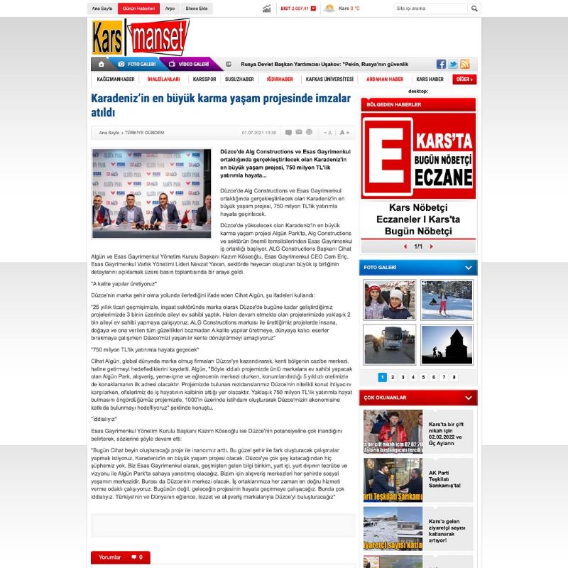 Karadeniz’in en büyük karma yaşam projesinde imzalar atıldı 