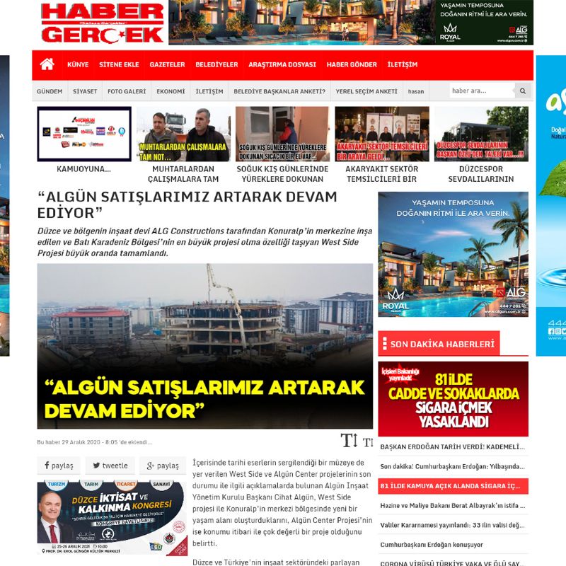 ALGÜN SATIŞLARIMIZ ARTARAK DEVAM EDİYOR