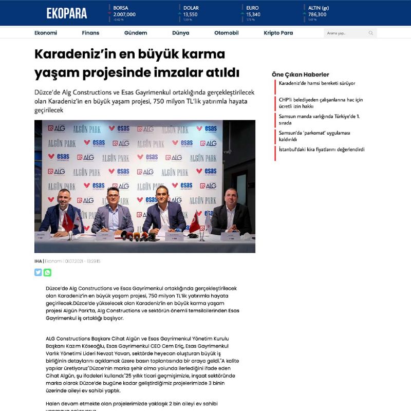 Karadeniz’in en büyük karma yaşam projesinde imzalar atıldı 