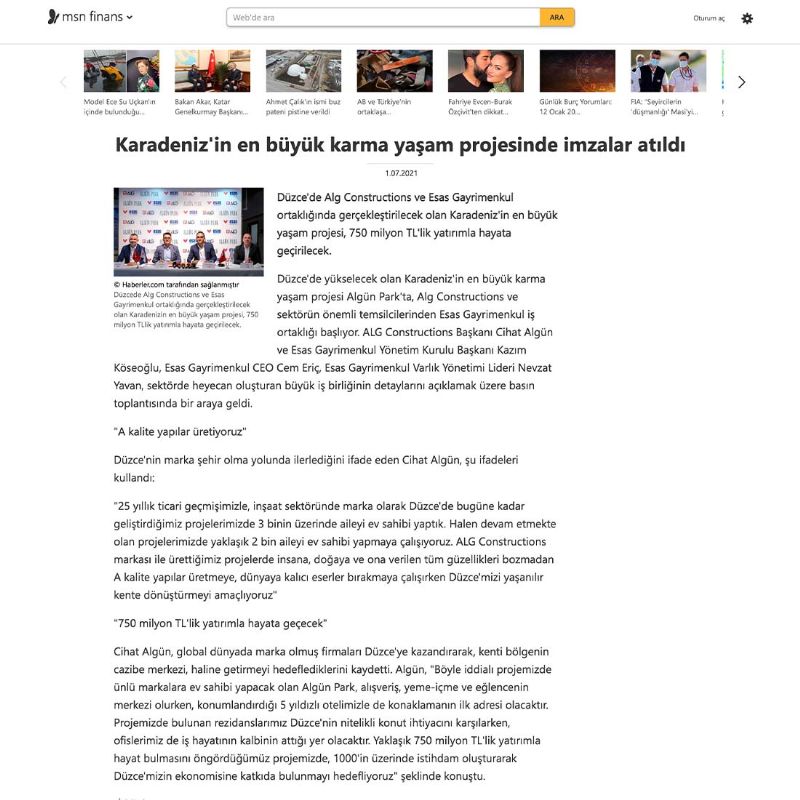 Karadeniz’in en büyük karma yaşam projesinde imzalar atıldı 