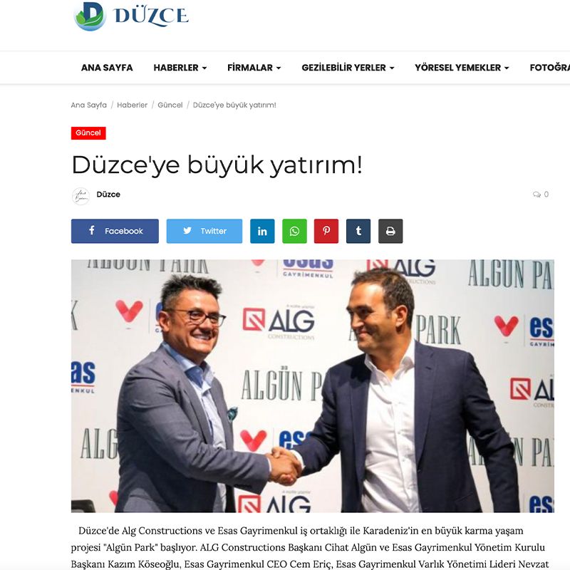  DÜZCE'YE BÜYÜK YATIRIM! 