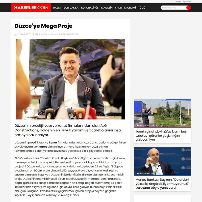 Düzce'ye 500 milyon TL'lik karma proje geliyor!