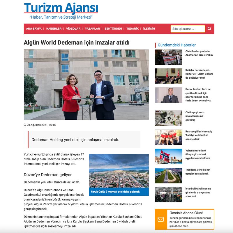  Algün World Dedeman için imzalar atıldı