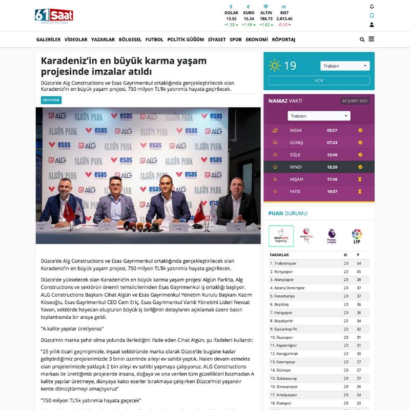  Karadeniz’in en büyük karma yaşam projesinde imzalar atıldı 