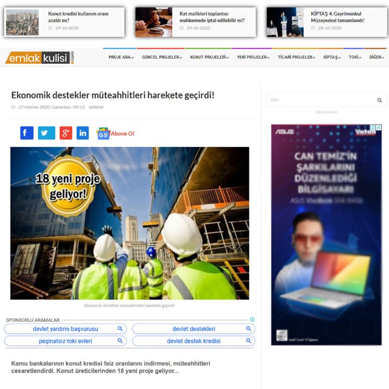  EKONOMİK DESTEKLER MÜTEAHHİTLERİ HAREKETE GEÇİRDİ! 