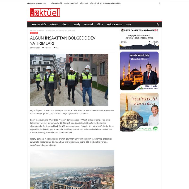 ALGÜN İNŞAAT’TAN BÖLGEDE DEV YATIRIMLAR!