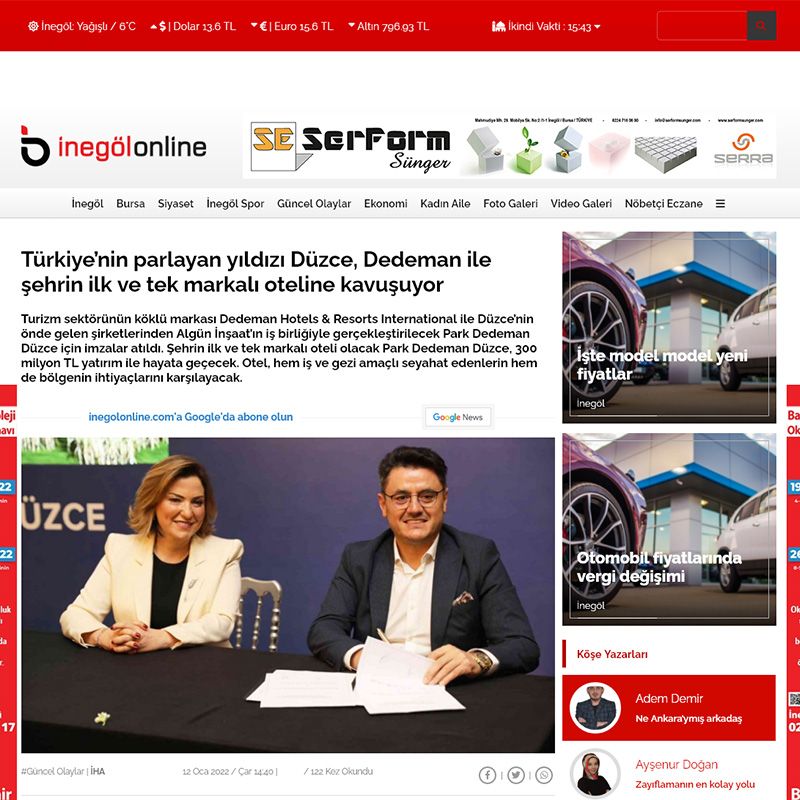 Türkiye’nin parlayan yıldızı Düzce, Dedeman ile şehrin ilk ve tek markalı oteline kavuşuyor