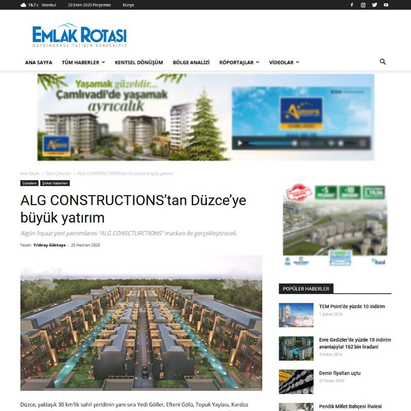 ALG CONSTRUCTIONS’tan Düzce’ye büyük yatırım 