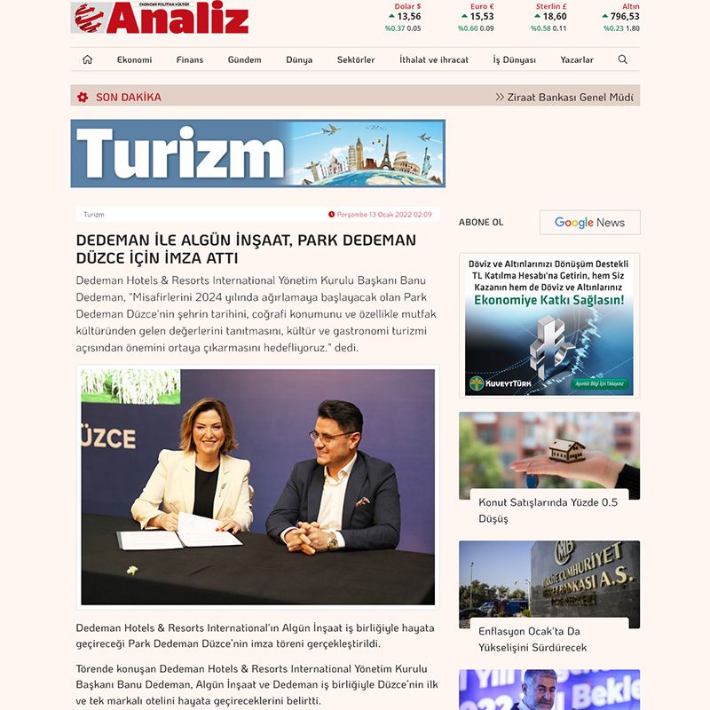 DEDEMAN İLE ALGÜN İNŞAAT, PARK DEDEMAN DÜZCE İÇİN İMZA ATTI