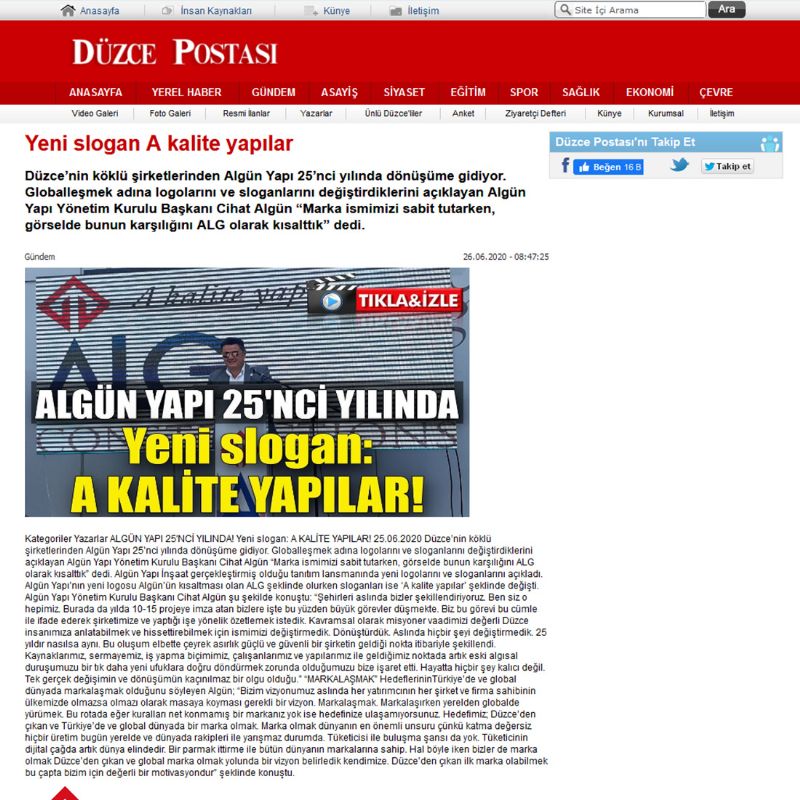  Yeni slogan A kalite yapılar 