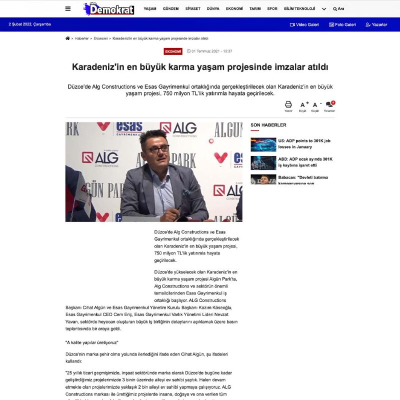Karadeniz’in en büyük karma yaşam projesinde imzalar atıldı 