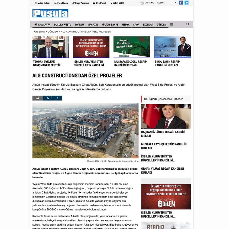  ALG CONSTRUCTİONS'DAN ÖZEL PROJELER 
