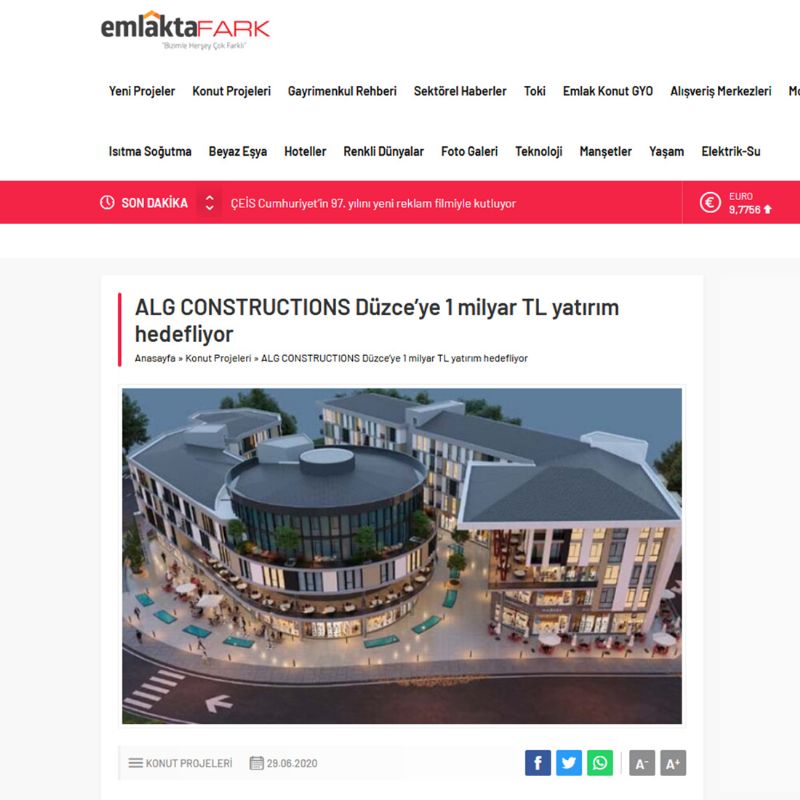  ALG CONSTRUCTIONS Düzce’ye 1 milyar TL yatırım hedefliyor 