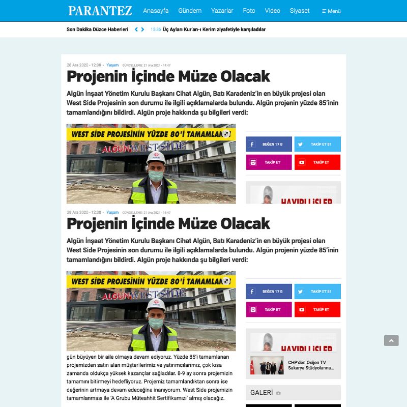  PROJENİN İÇİNDE MÜZE OLACAK 