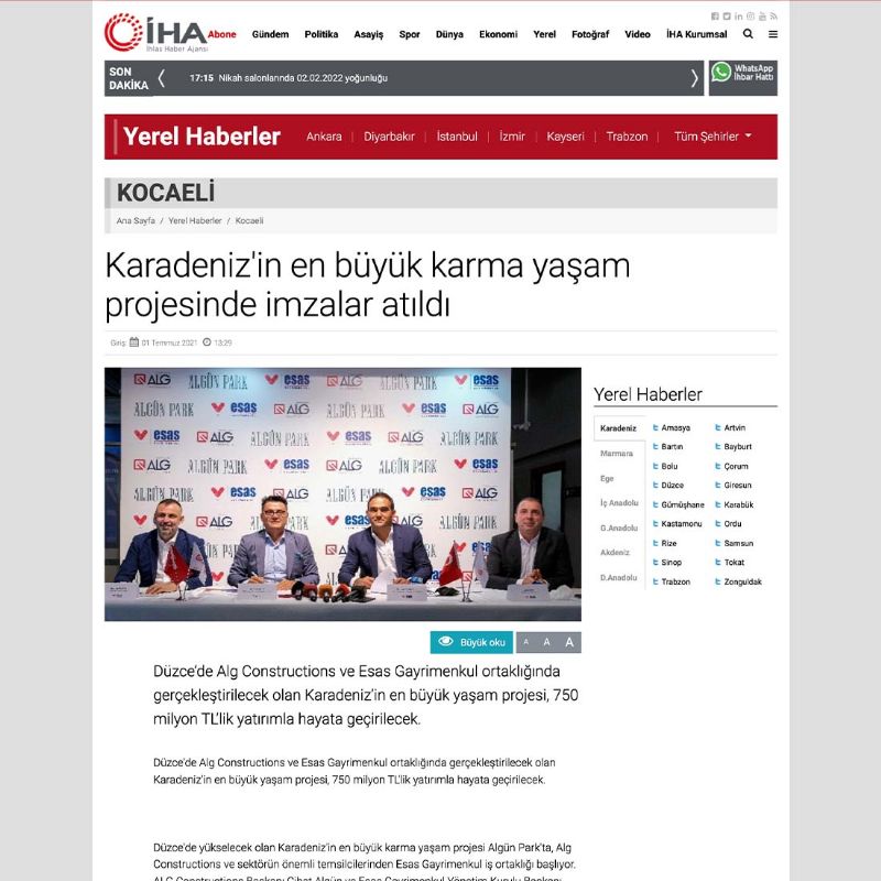 Karadeniz’in en büyük karma yaşam projesinde imzalar atıldı 