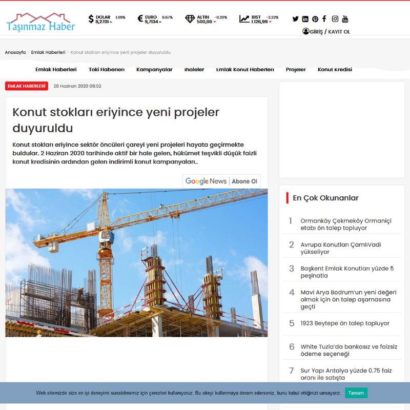 KONUT STOKLARI ERİYİNCE YENİ PROJELER DUYURULDU 