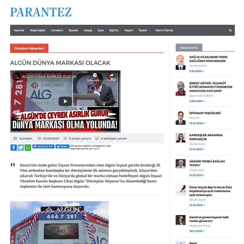  ALGÜN DÜNYA MARKASI OLACAK 