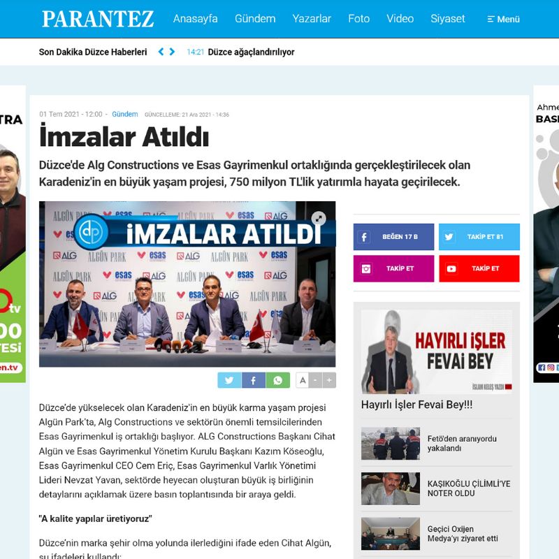  İMZALAR ATILDI 