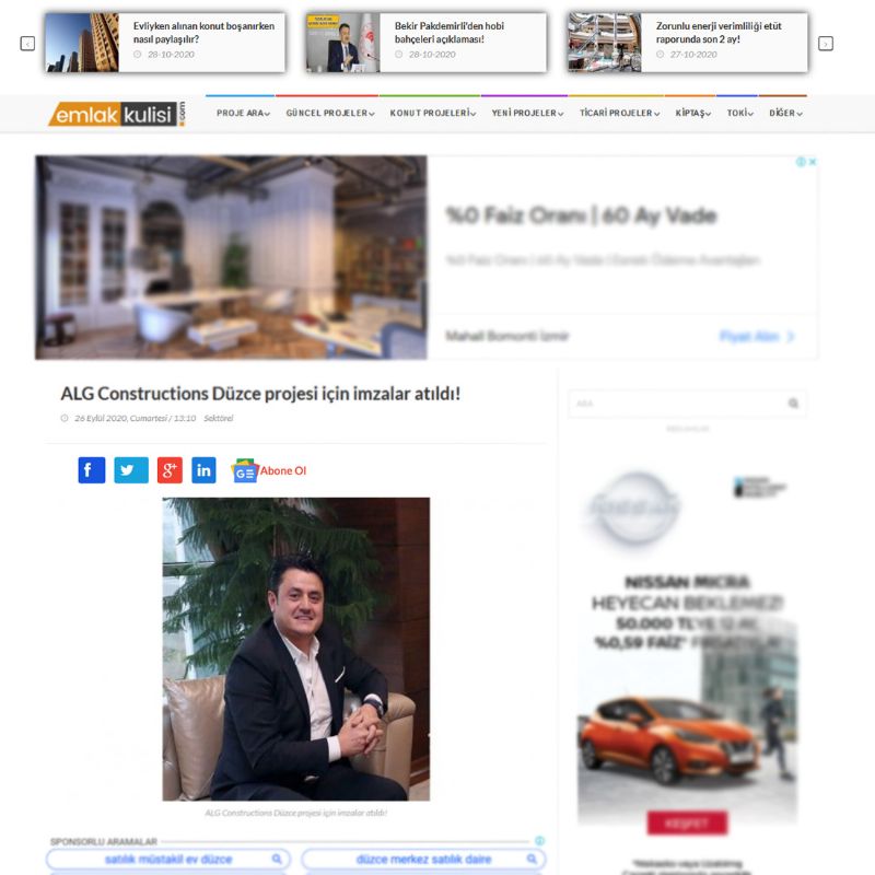 ALG CONSTRUCTIONS'tan Düzce'ye 1 milyon TL'lik yatırım! 